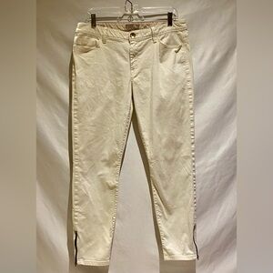 Banana Republic Off-White Skinny Ankle Zip Pants, size 31